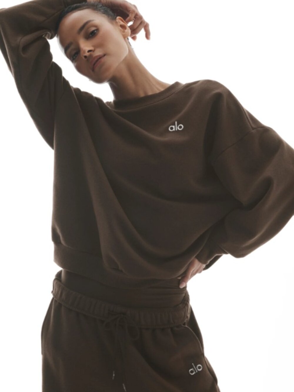 ALO Yoga Unisex Accolade Sweatshirt & Straight Leg Sweatpant Set Espresso M NWT - Picture 4 of 11